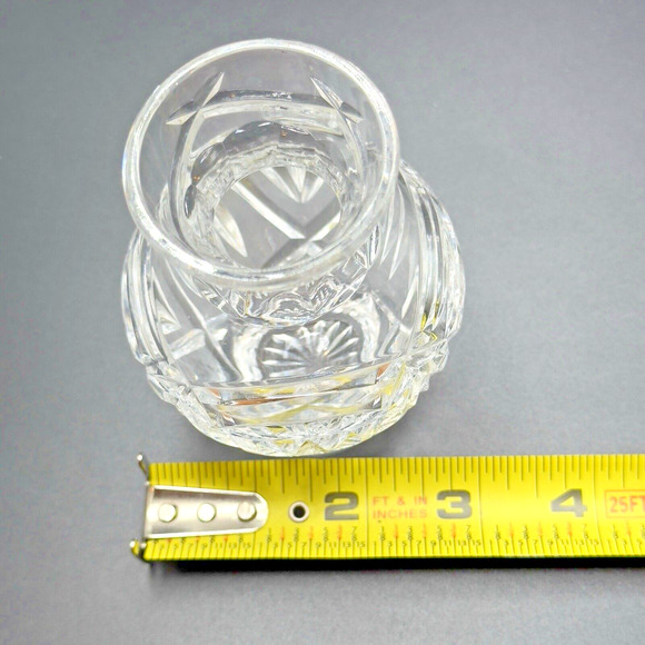 Vintage Cut Crystal Bud Vase Decorative Clear Glass Home Decor Flowers 4.25 in - Picture 6 of 9